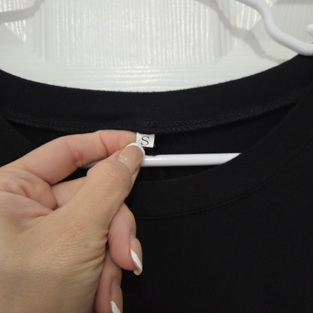 Women's Casual Long Sleeve Simple T-shirt Loose Flowy Black Dress Size Small - Picture 6 of 10